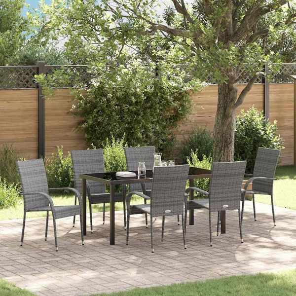 vidaXL Garten Essgruppe 7 pcs Grau Pulverbeschichteter Stahl 3379412