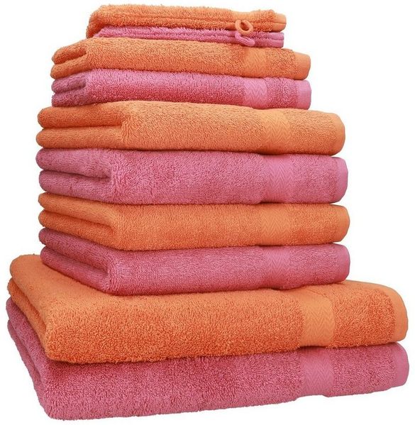 Betz Handtuch Set 10-TLG. Premium Farbe Orange & Altrosa, 100% Baumwolle (10-St)