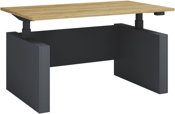 VCM Schreibtisch Salia 922373 Anthrazit / Honig-Eiche H. 73-122 x B. 138 x T. 80 cm Bild 2