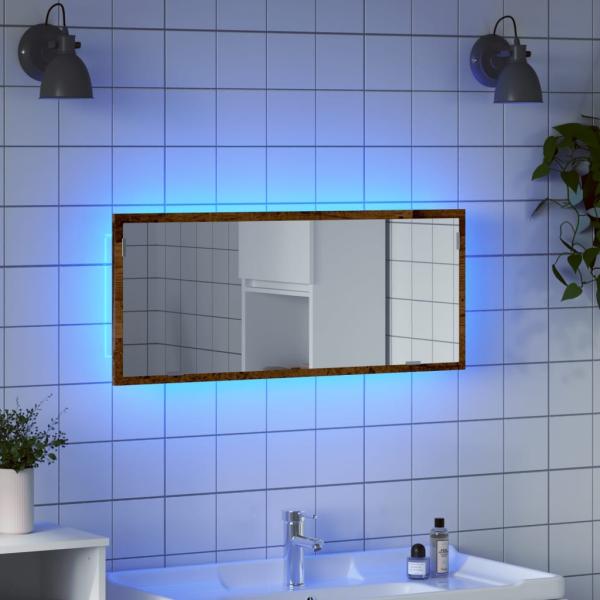 vidaXL LED-Badspiegel Altholz-Optik 100x8,5x37 cm Holzwerkstoff 856275