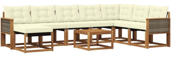 vidaXL Outdoor-Sofagarnitur mit Kissen 9 pcs Natur und Creme 3382154