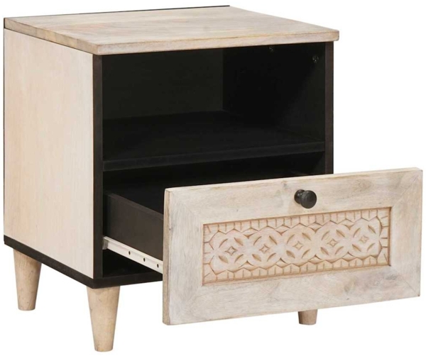 vidaXL Nachttisch Beige 40 x 33 x 46 cm Massivholz Akazie 4018122