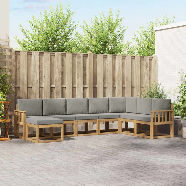vidaXL Outdoor-Sofagarnitur mit Kissen 8 pcs Weiß und Hellgrau 3388045