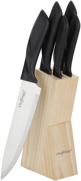 6-teiliges Messerset mit Messerblock aus Holz, mit ergonomischen Griffen