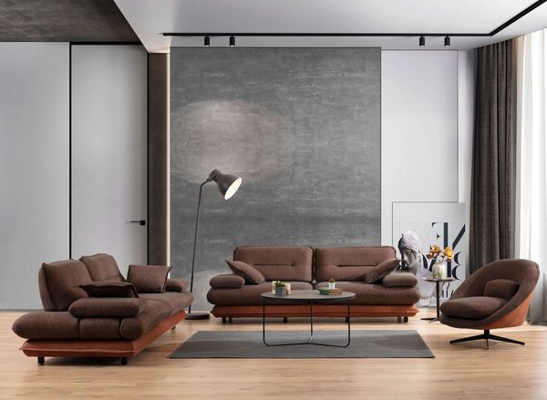 Sitzgruppe/Sofa Set - Wohnzimmergarnitur "Lunaria" 3+3+1-Braun