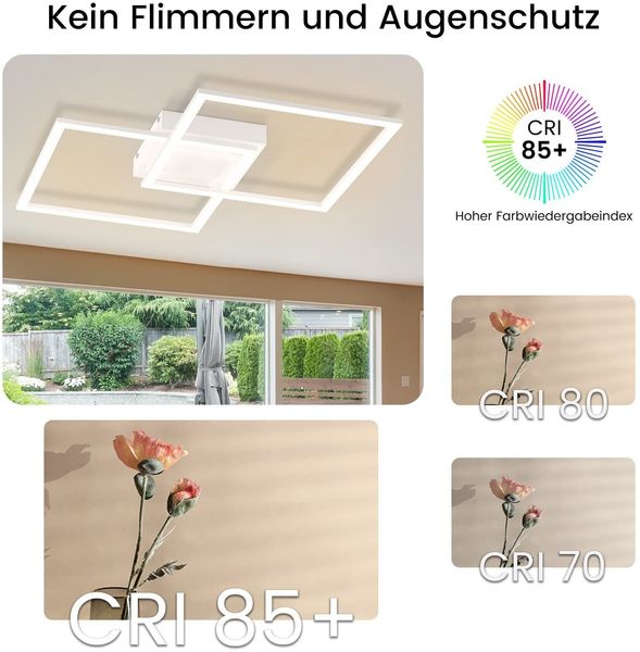 ZMH LED Deckenlampe Dimmbar Wohnzimmerlampe: Wohnzimmer Deckenleuchte Modern Design Schlafzimmerlampe mit Fernbedienung 52W Küchenlampe Schlafzimmer Deckenbeleuchtung für Esszimmer Küche Bild 9