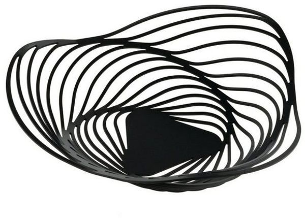 Alessi Obstschale Trinity Schwarz 26 cm, Epoxidharzbeschichteter Stahl