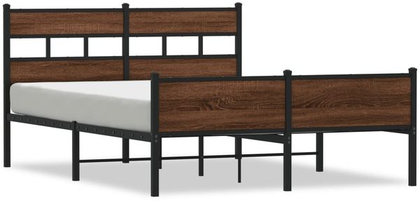 Doppelbett, Bettgestell Modernen ohne Matratze Braun Eiche 140x200 cm Holzwerkstoff d1899e