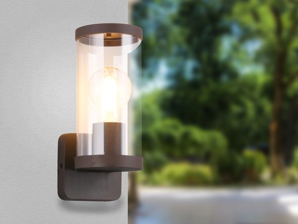 Außenwandleuchte BONITO Laterne aus Aluminium Rostoptik, Höhe 23cm