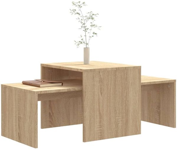 2er-Set Couchtisch, Spanplatte Sonoma-Eiche 100 x 48 x 40 cm Bild 3