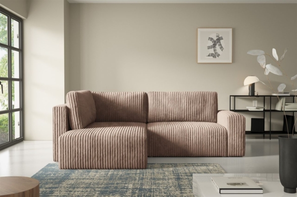 Ecksofa mit Schlaffunktion NATALIA XL in Stoff Tilia Beige Ottomane Links