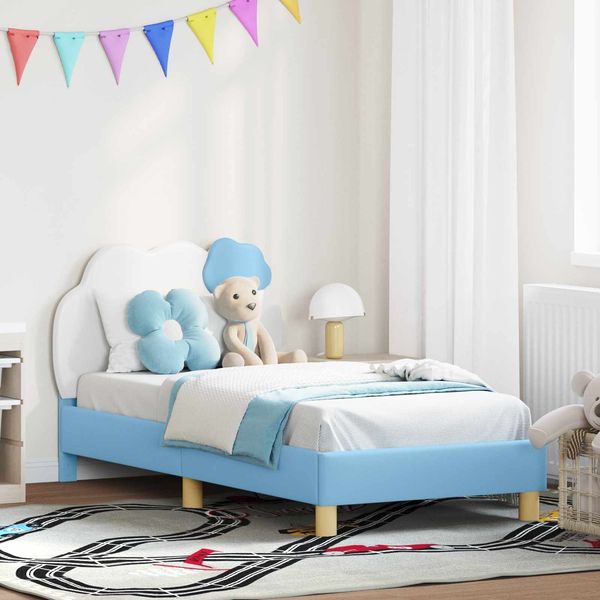vidaXL Kinderbettgestell mit Kopfteil Blau 80 x 160 cm PU 42011017