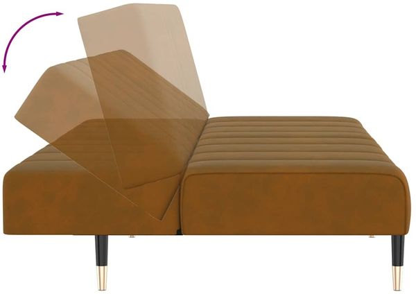 vidaXL Schlafsofa 2-Sitzer Braun Samt 375882 Bild 8