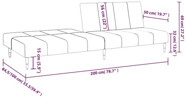 vidaXL Schlafsofa 2-Sitzer Braun Samt 375882 Bild 11