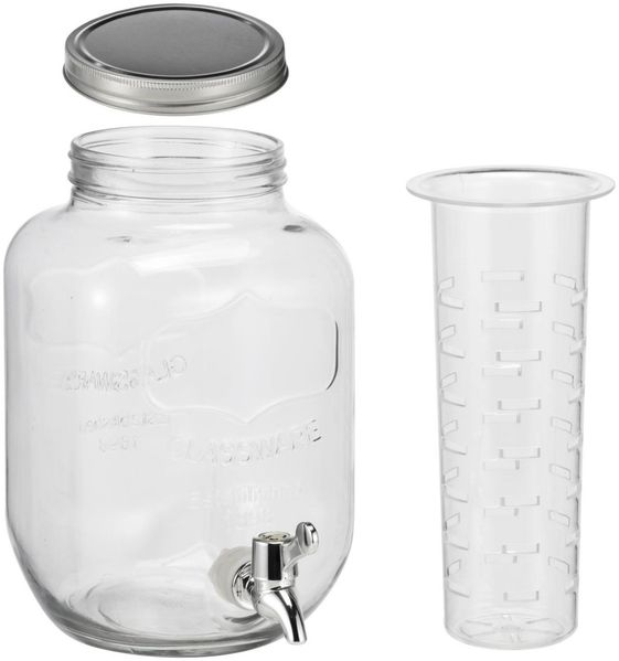 Getränkespender Glas mit Zapfhahn 4L Wasserspender Saftspender RUNGASSI 13084