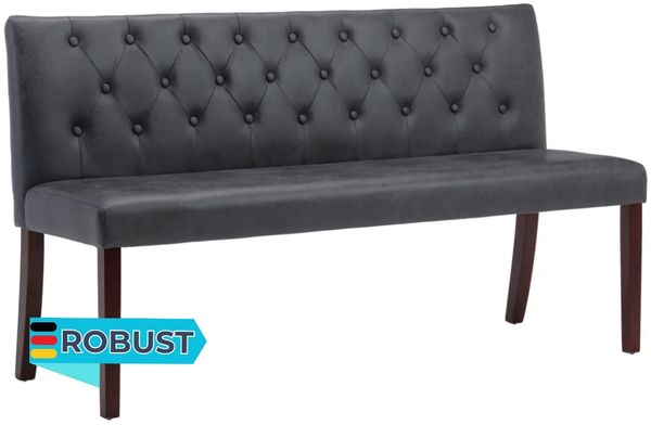 Sitzbank MAURI 148,5 cm Grau Wildleder-Optik | Küchenbank Esszimmerbank Flurbank mit Rückenlehne