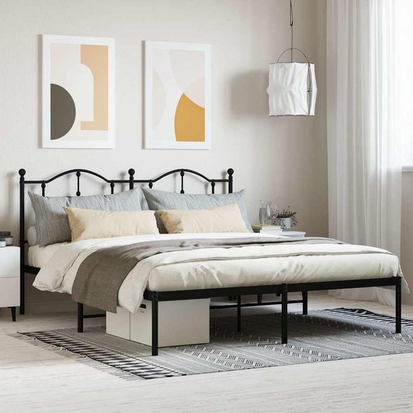 vidaXL Bettgestell mit Kopfteil Metall Schwarz 180x200 cm 353443