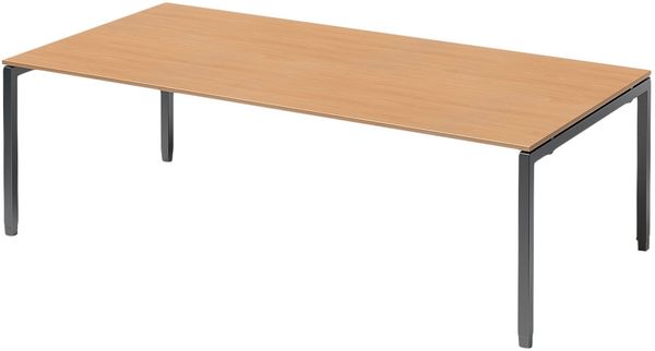 BISLEY Cito Chefarbeitsplatz/Konferenztisch, 650-850 mm höheneinstellbares U-Gestell, Metall, Bc334 Dekor Buche, Gestell Anthrazitgrau, 120 x 240 x 85 cm