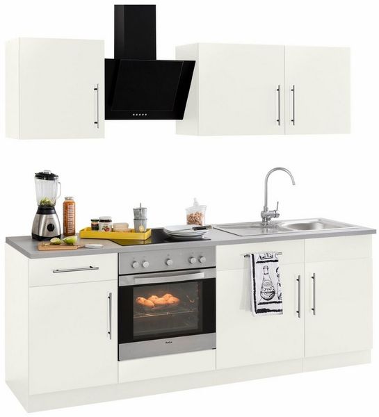 wiho Küchen Küchenzeile Cali, TOPSELLER, mit E-Geräten, Breite 220 cm mit Metallgriffen