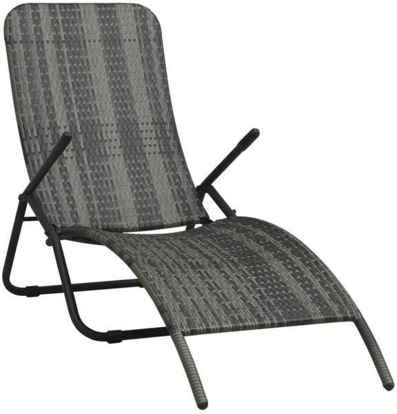 vidaXL Klappbare Sonnenliege Poly Rattan Grau 48128