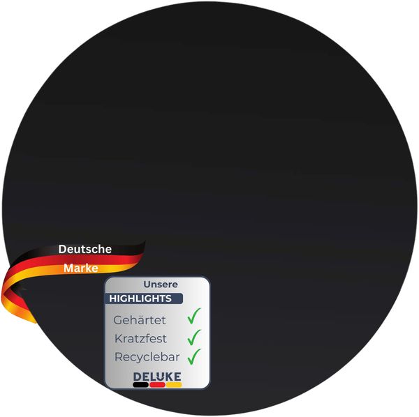 Tischplatte rund Ø 80 cm - Glas Gehärtet, 10 mm dick | Schwarze Glasplatte rund, Ideal für DIY-Projekte, Glastische und als Kamin Glasplatte