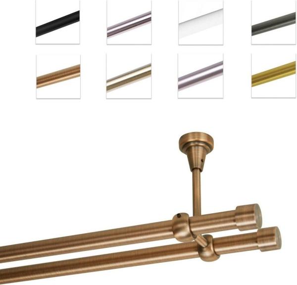 MDEKOR Gardinenstange Vorhangstange 19mm, 2-läufig, 2-läufig Deckemontage, 120 cm Kupfer
