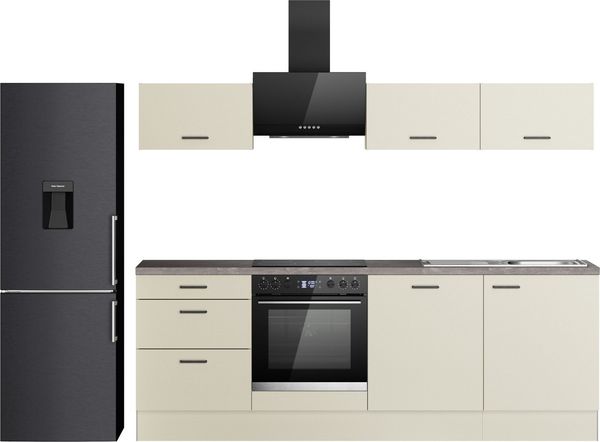 KOCHSTATION Küchenzeile KS-Sion Breite 240 cm, schnelle Montage OPTIsnap, wahlw. m.HANSEATIC-E-Geräten u.Stand Alone