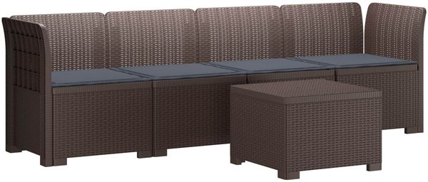 vidaXL 4-Sitzer Gartensofa mit Kissen Rattan Look PP Braun 3443861