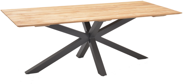 GENET Esstisch 99x216, Gestell: Aluminium dunkelgrau, Tischplatte: 100% Recyceltes Teak gebürstet