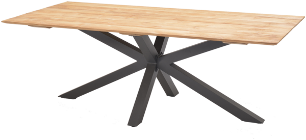 GENET Esstisch 99x216, Gestell: Aluminium dunkelgrau, Tischplatte: 100% Recyceltes Teak gebürstet