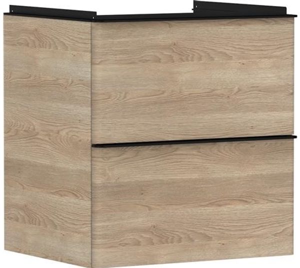 Unterschrank XeluQ 2 Schubladen 580x475 Eiche/schwarz