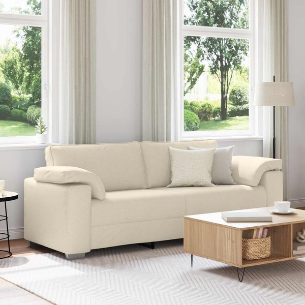 vidaXL 3-Sitzer-Sofa Beige 220 cm Leinenmischgewebe 4105246