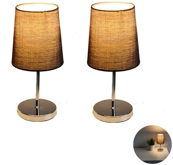 Lichthandel Hoch LED Tischleuchte Nachttischlampe 2er Set Nachttischleuchte für Schlafzimmer Tischlampe, LED wechselbar, warmweiß, LED