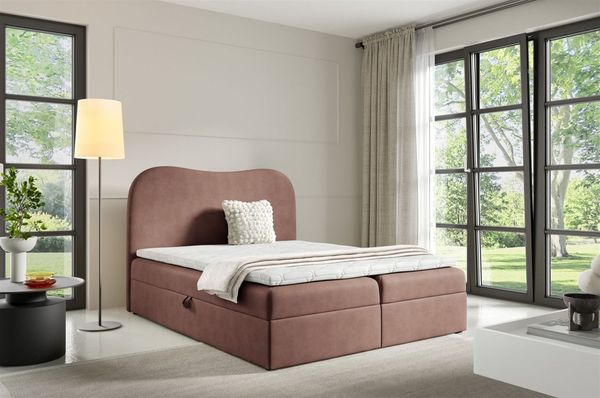 Boxspringbett Schlafzimmerbett DARLIN PREMIUM 160x200cm Stoff Gerra Altrosa