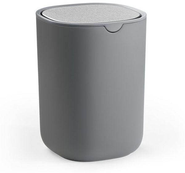 SONGMICS Mini Abfalleimer mit Schwingdeckel, Edelstahl Kosmetikeimer, für Schreibtisch, Bad, Schlafzimmer, 1,5 L, grau