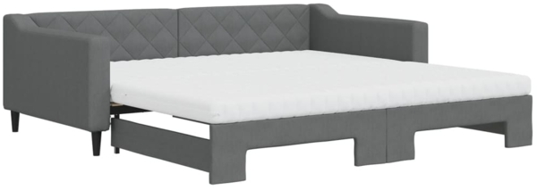 vidaXL Tagesbett Ausziehbar mit Matratzen Dunkelgrau 100x200 cm Stoff 3197450