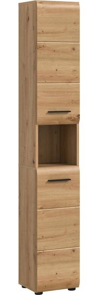 welltime Stauraumschrank FLORENZ, Höhe 185cm, 2 Türen, 7 Fächer, 4 Einlegeböden (1-St, TOPSELLER) Florenz, Badschrank hoch, Artisan Oak NB, 185 cm Hoch