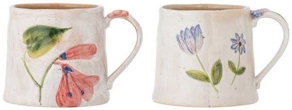 Bloomingville Becher Bloomingville Becher CAMILLA Beige mit Blumen 2er Set