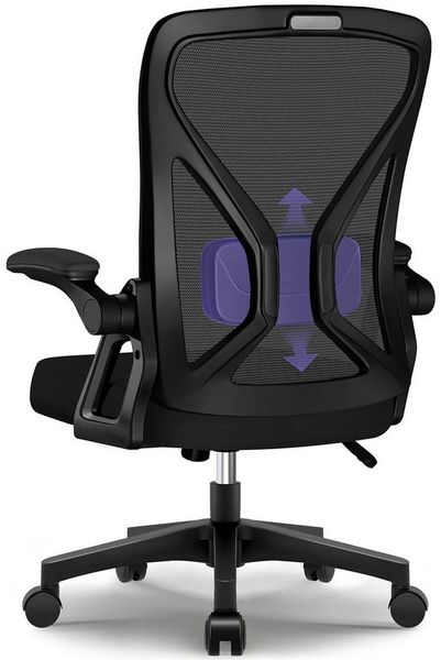 Adormii Bürostuhl Ergonomischer Bürostuhl mit klappbaren Armlehnen und Rückenlehnen (Drehstuhl mit Drehbare, höhenverstellbarer Kopfstütze, geräuscharme Rollen, 90°-135° Wippfunktion Bürostuhl, belastbar bis 150kg, Netz atmungsaktiv, Chefsessel), Leise...
