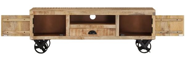 vidaXL TV-Schrank mit Rädern 110x30x37 cm Massivholz Mango 328317 Bild 5
