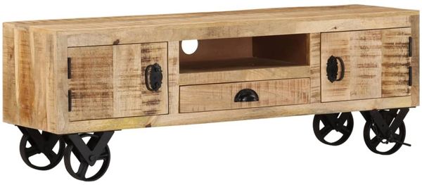 vidaXL TV-Schrank mit Rädern 110x30x37 cm Massivholz Mango 328317 Bild 11
