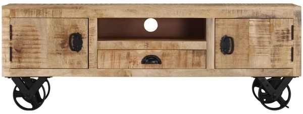 vidaXL TV-Schrank mit Rädern 110x30x37 cm Massivholz Mango 328317 Bild 4