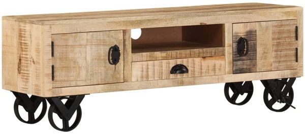 vidaXL TV-Schrank mit Rädern 110x30x37 cm Massivholz Mango 328317 Bild 10