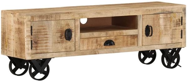 vidaXL TV-Schrank mit Rädern 110x30x37 cm Massivholz Mango 328317