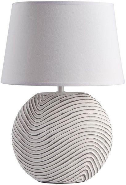 Nachttischlampe Zen Garden Weiß - Keramikfuß in zweifarbigem, mattem Finish - 38 cm Höhe, Weiß Grau