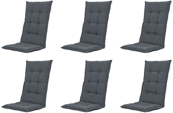 Gardissimo 6x CHECK Hochlehner Gartenstuhl Auflagen Kissen 120x50x8cm