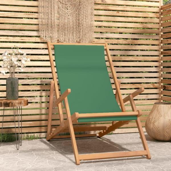 vidaXL Strandstuhl Klappbar Massivholz Teak Grün 317699