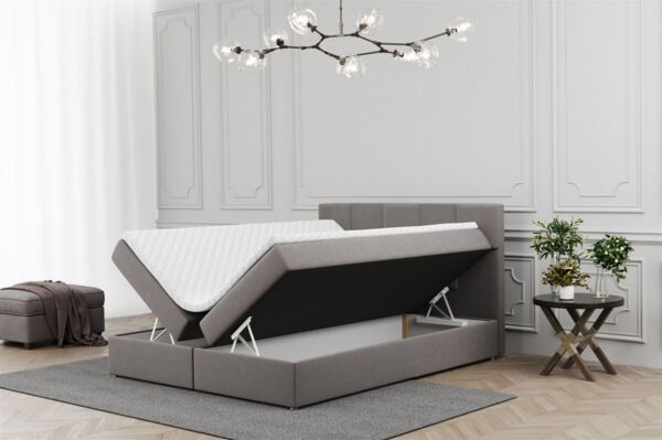 Boxspringbett Schlafzimmerbett JOLIE 140x220cm in Stoff Matt Velvet Blaugrau Bild 2