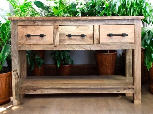 Mango Konsole Mangoholz Sideboard Regal Masivholz Tisch Holztisch Indien Rustikal Kolonial Naturholz Landhaus Asien Asiatisch Fernost