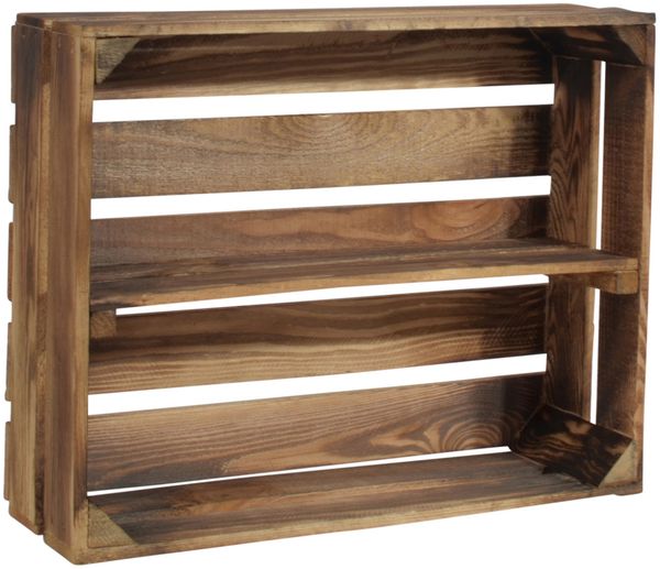 CHICCIE 5 Set Holzregal Schmalhanz 50x40x15cm - Geflammt 1x langes Regal